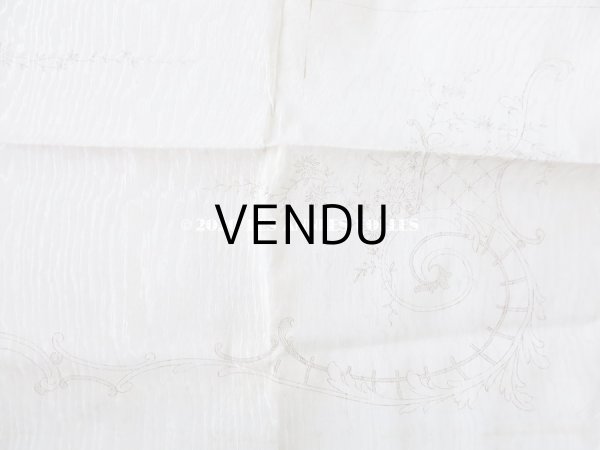 画像5: アンティーク  リボン刺繍の図案入り 大きなシルク製ファブリック (5)