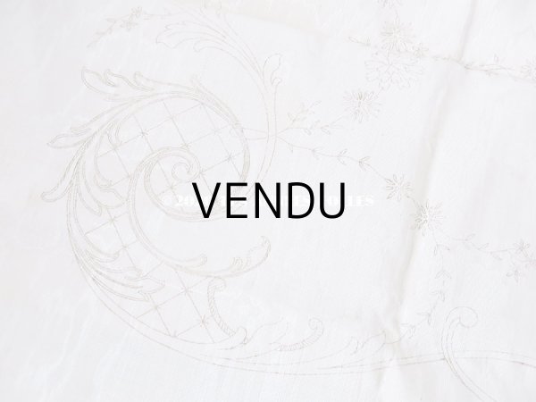 画像6: アンティーク  リボン刺繍の図案入り 大きなシルク製ファブリック (6)