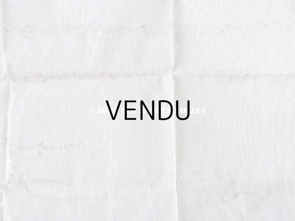 画像4: アンティーク  リボン刺繍の図案入り 大きなシルク製ファブリック (4)