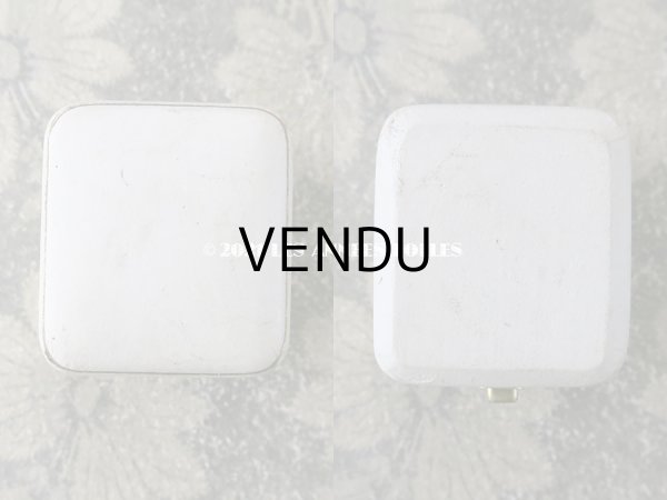 画像7: アンティーク ジュエリーボックス  オフホワイト リングボックス ゴールドのライン入り (7)