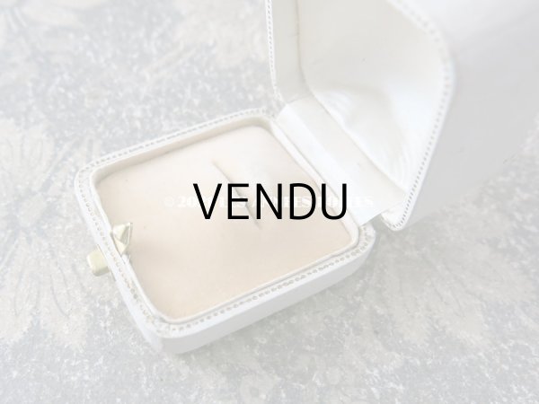 画像4: アンティーク ジュエリーボックス  オフホワイト リングボックス ゴールドのライン入り (4)