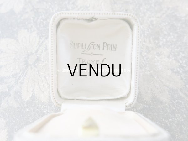 画像3: アンティーク ジュエリーボックス  オフホワイト リングボックス ゴールドのライン入り (3)