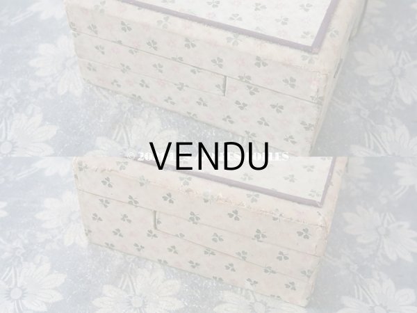 画像14: 1900年代 アンティーク 刺繍道具箱　淡いピンクの花＆クローバー 子供用玩具　Petite Brodeuse (14)