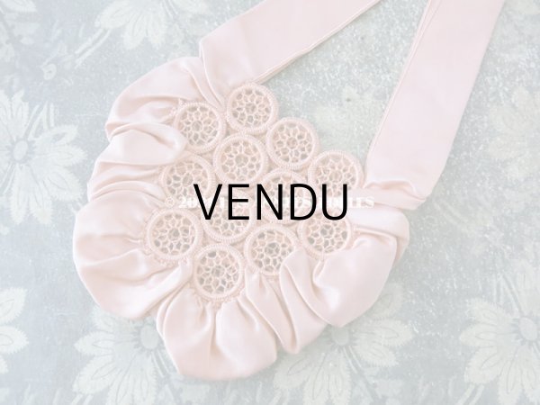 画像3: アンティーク シルク製 グレイッシュピンクのオモニエール  (3)