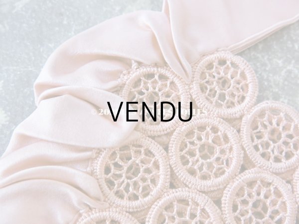 画像4: アンティーク シルク製 グレイッシュピンクのオモニエール  (4)