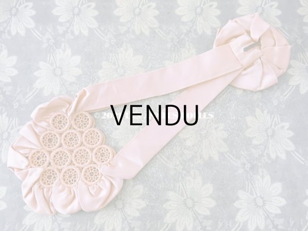 画像5: アンティーク シルク製 グレイッシュピンクのオモニエール  (5)