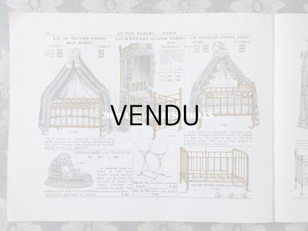 画像9: 1910年 アンティーク ボンマルシェのカタログ　ベッド＆ベッドカバー LITERIE ET COUVERTURES - AU BON MARCHE -　淡いピスタチオグリーン (9)