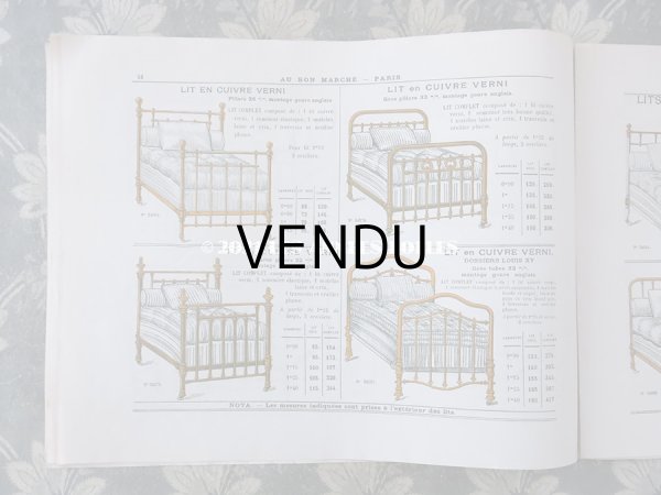 画像5: 1910年 アンティーク ボンマルシェのカタログ　ベッド＆ベッドカバー LITERIE ET COUVERTURES - AU BON MARCHE -　淡いピスタチオグリーン (5)