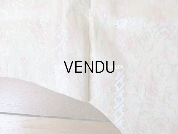 画像13: 19世紀 アンティーク  シルク製 ファブリック ほぐし織 ピンクの薔薇＆勿忘草のリース (13)