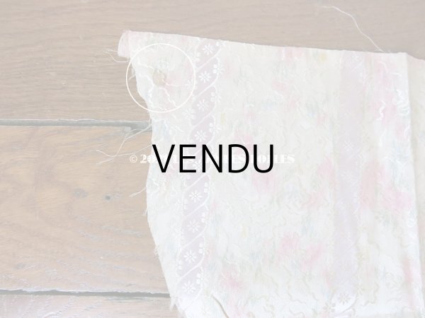 画像15: 19世紀 アンティーク  シルク製 ファブリック ほぐし織 ピンクの薔薇＆勿忘草のリース (15)