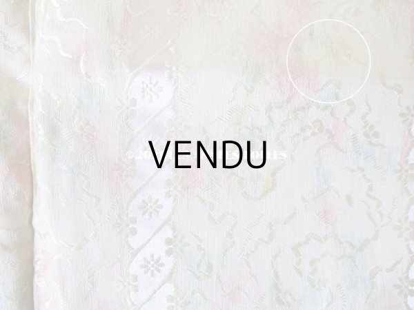 画像16: 19世紀 アンティーク  シルク製 ファブリック ほぐし織 ピンクの薔薇＆勿忘草のリース (16)