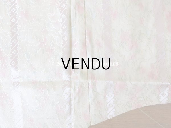 画像10: 19世紀 アンティーク  シルク製 ファブリック ほぐし織 ピンクの薔薇＆勿忘草のリース (10)