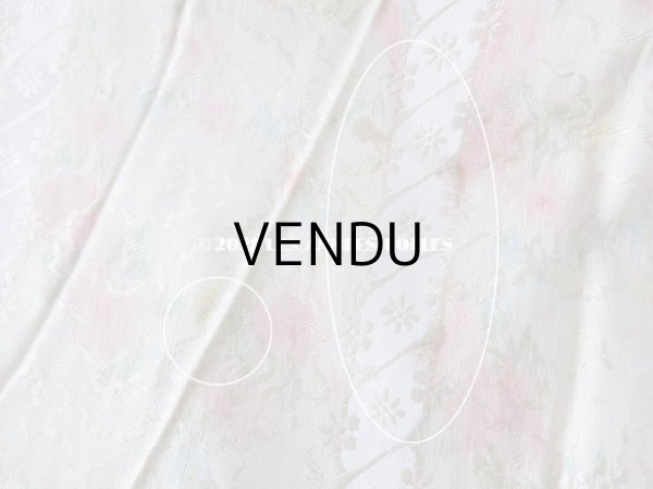 画像11: 19世紀 アンティーク  シルク製 ファブリック ほぐし織 ピンクの薔薇＆勿忘草のリース (11)