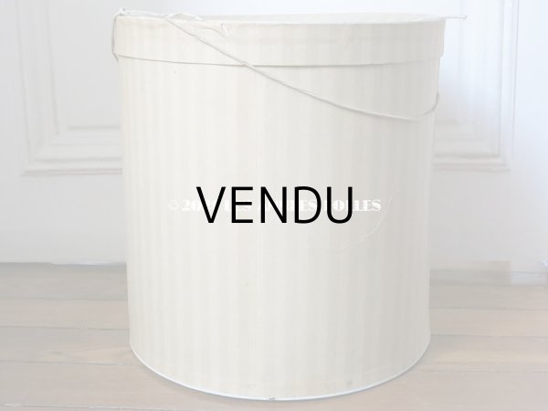 画像6: アンティーク 大きなハットボックス  ストライプ柄 (6)