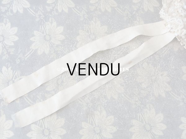 画像14: アンティーク バテム用　レースのボネ オフホワイトのシルクリボン (14)