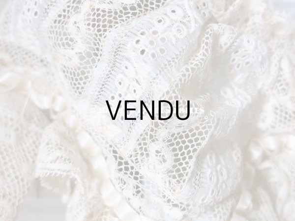 画像10: アンティーク バテム用　レースのボネ オフホワイトのシルクリボン (10)