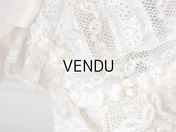 画像9: アンティーク バテム用　レースのボネ オフホワイトのシルクリボン (9)