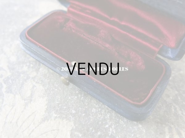 画像4: アンティーク 本革製 イニシャル入り ML ジュエリーボックス ダークブルー　エパングル用 (4)