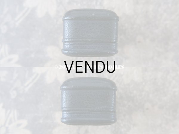 画像6: アンティーク 本革製 イニシャル入り ML ジュエリーボックス ダークブルー　エパングル用 (6)