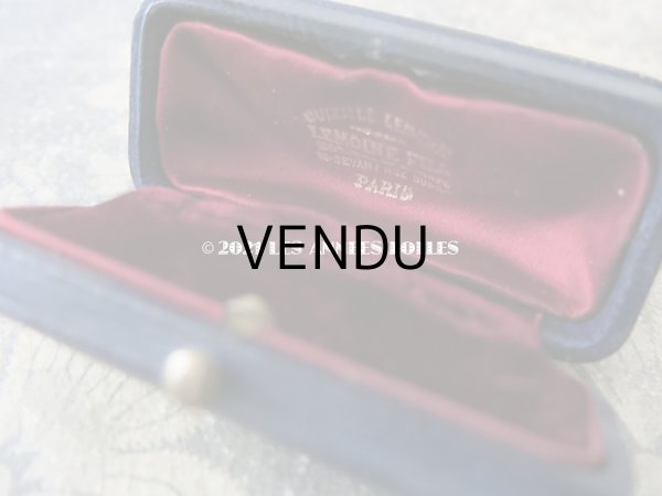 画像3: アンティーク 本革製 イニシャル入り ML ジュエリーボックス ダークブルー　エパングル用 (3)