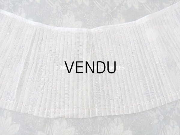 画像6: アンティーク 幅広 チュールレースのプリーツリボン 生成り  13cm幅  68cm (6)