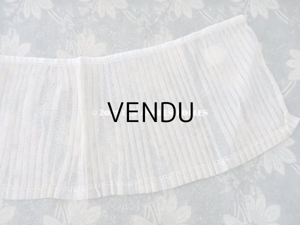 画像7: アンティーク 幅広 チュールレースのプリーツリボン 生成り  13cm幅  68cm (7)