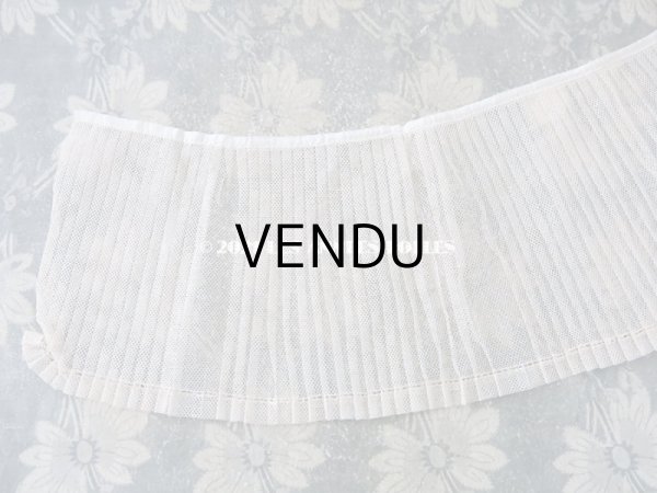 画像5: アンティーク 幅広 チュールレースのプリーツリボン 生成り  13cm幅  68cm (5)