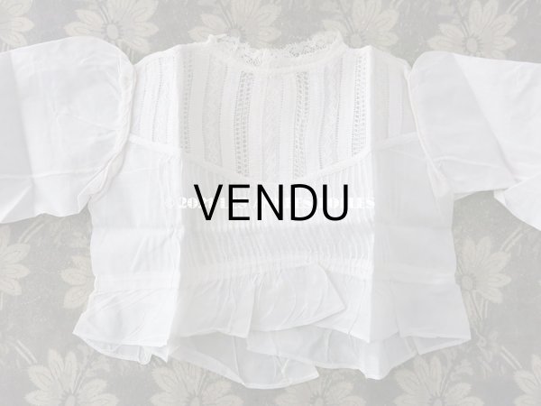 画像5: 未使用 アンティーク 小さな女の子用 パフスリーブ 手縫いのブラウス  (5)