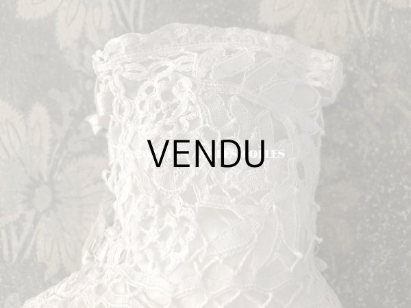 画像5: 1900年代 アンティーク デュシェスレース ベビー用シューズ  パウダーグリーンのシルクリボン (5)