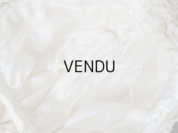 画像15: アンティーク シルク製 小さな女の子用 帽子 クリーム色 大きなリボン (15)