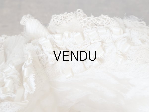 画像17: アンティーク シルク製 小さな女の子用 帽子 クリーム色 大きなリボン (17)