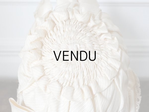 画像11: アンティーク シルク製 小さな女の子用 帽子 クリーム色 大きなリボン (11)