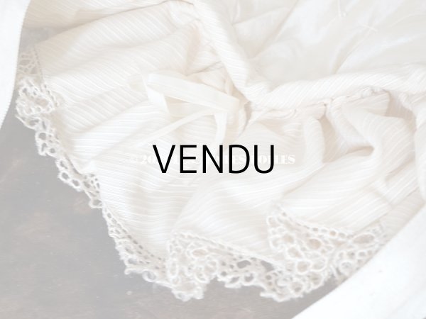 画像14: アンティーク シルク製 小さな女の子用 帽子 クリーム色 大きなリボン (14)