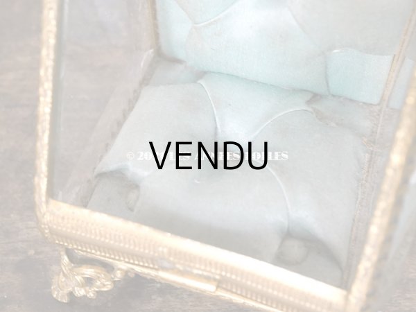 画像11: アンティーク 懐中時計 & ジュエリーボックス パウダーブルーのシルク製クッション (11)