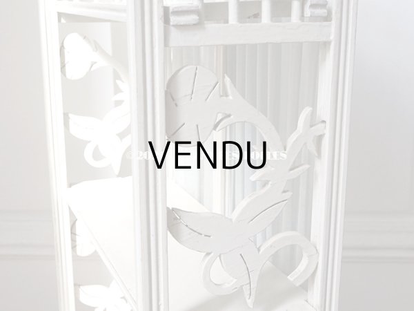 画像12: 1900年代 アンティーク 木製ラック 淡いブルーのカーテン付き (12)