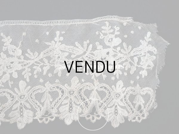 画像13: アンティーク  花模様　手編みのボビンレース ライトベージュ アプリカシオン・アングルテール 10.2cm幅 1.5m (13)