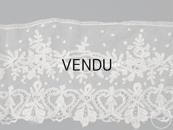 画像6: アンティーク  花模様　手編みのボビンレース ライトベージュ アプリカシオン・アングルテール 10.2cm幅 1.5m (6)