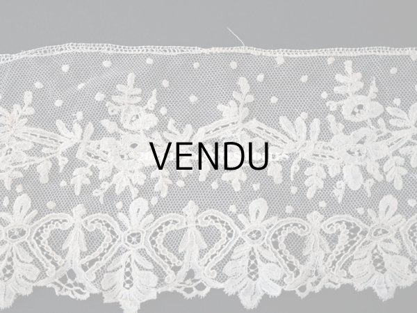 画像7: アンティーク  花模様　手編みのボビンレース ライトベージュ アプリカシオン・アングルテール 10.2cm幅 1.5m (7)