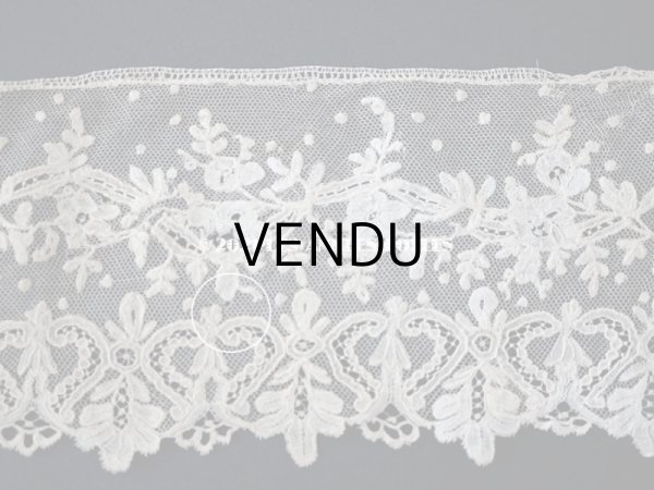 画像8: アンティーク  花模様　手編みのボビンレース ライトベージュ アプリカシオン・アングルテール 10.2cm幅 1.5m (8)