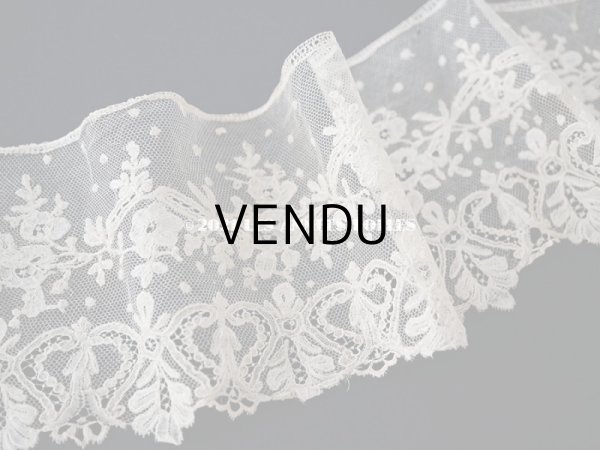 画像4: アンティーク  花模様　手編みのボビンレース ライトベージュ アプリカシオン・アングルテール 10.2cm幅 1.5m (4)