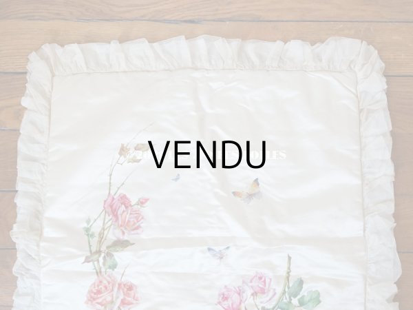 画像4: 1900年代 アンティーク シルク製 大きなポシェット 薔薇と蝶々のハンドペイント オフホワイト (4)