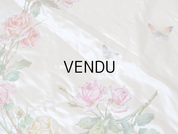 画像8: 1900年代 アンティーク シルク製 大きなポシェット 薔薇と蝶々のハンドペイント オフホワイト (8)