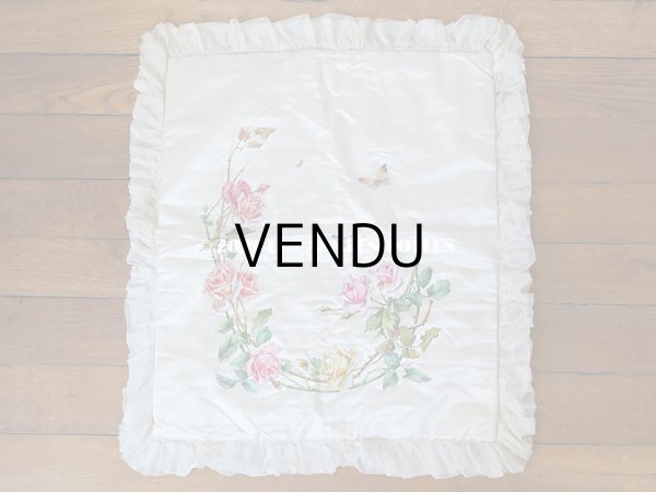 画像3: 1900年代 アンティーク シルク製 大きなポシェット 薔薇と蝶々のハンドペイント オフホワイト (3)