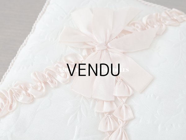 画像7: アンティーク  シルク製 ハンキーケース ピンクのリボン ハンカチ用ポシェット  (7)