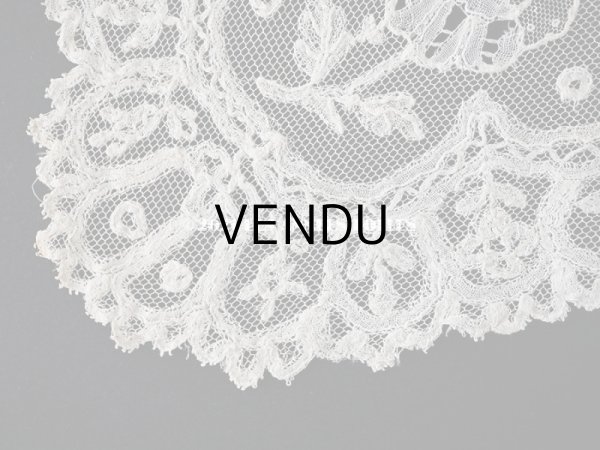 画像16: 19世紀 アンティーク イニシャル・モノグラム刺繍入り 結婚式のハンカチ アプリカシオン・アングルテール (ボビンレース)　 (16)