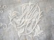 画像17: 19世紀 アンティーク イニシャル・モノグラム刺繍入り 結婚式のハンカチ アプリカシオン・アングルテール (ボビンレース)　 (17)