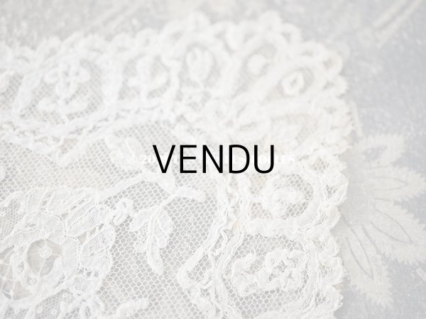 画像18: 19世紀 アンティーク イニシャル・モノグラム刺繍入り 結婚式のハンカチ アプリカシオン・アングルテール (ボビンレース)　 (18)