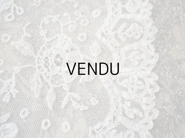 画像19: 19世紀 アンティーク イニシャル・モノグラム刺繍入り 結婚式のハンカチ アプリカシオン・アングルテール (ボビンレース)　 (19)