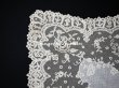 画像5: 19世紀 アンティーク イニシャル・モノグラム刺繍入り 結婚式のハンカチ アプリカシオン・アングルテール (ボビンレース)　 (5)