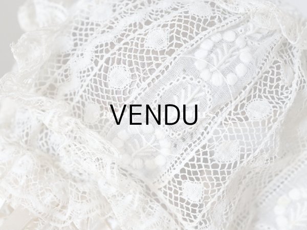 画像10: アンティーク ドール用 小さなボネ パウダーピンクのシルクリボン＆手編みのレース (10)